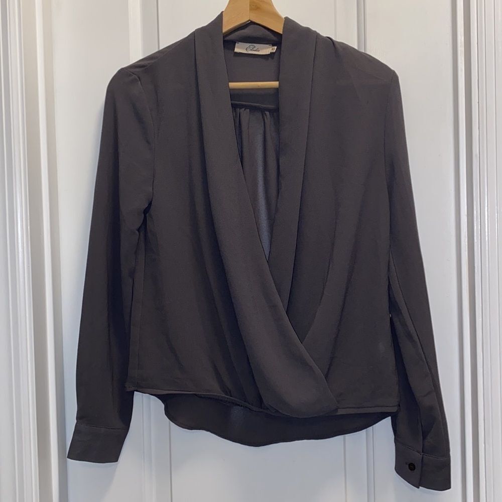 Elodie Open Front Blouse Gray size XS